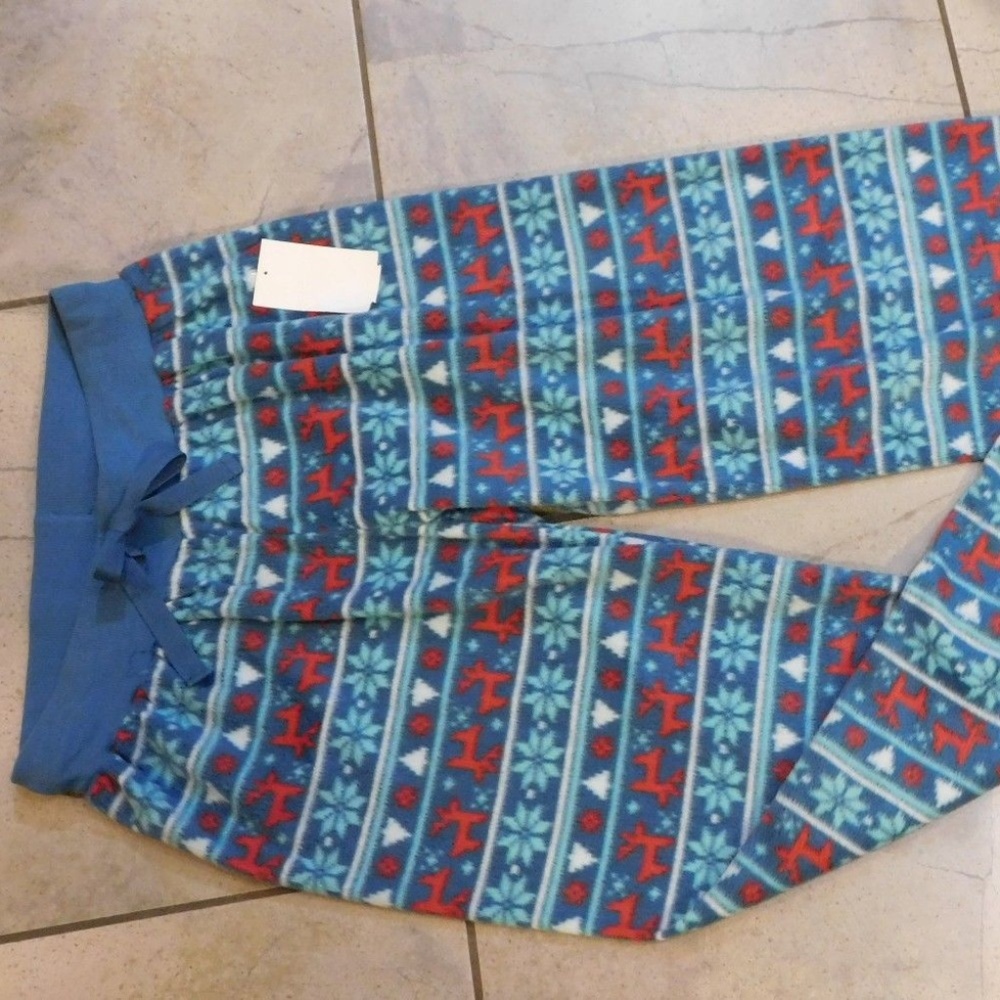 BP Blue Reindeer & Snowflake Fleece PJ Pants M